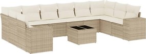 vidaXL 11 részes bézs polyrattan kerti ülőgarnitúra párnákkal