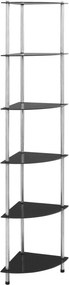 vidaXL 6 szintes fekete edzett üveg polc 30 x 30 x 160 cm