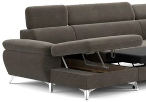 CATANIA jobb oldali, barna, kihúzható sarokkanapé tárolóval U alakban