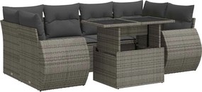 vidaXL 7 részes szürke polyrattan kerti ülőgarnitúra párnákkal