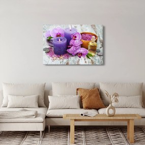 Orchideák és gyertyák képe (90x60 cm)