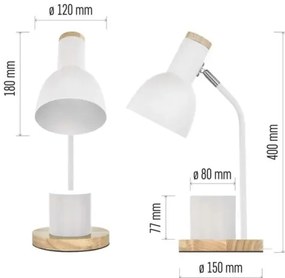 Asztali lámpa POPPY 1xE27/25W/230V fehér