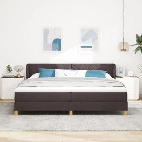 Boxspring ágy matraccal, sötétbarna, 200x200 cm, szövet