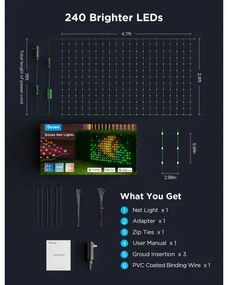 Govee - LED RGBIC Kültéri világító háló 143x85cm Wi-Fi Matter IP65