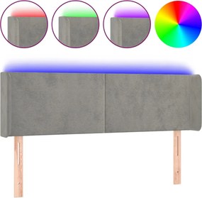 vidaXL világosszürke bársony LED-es fejtámla 147 x 16 x 78/88 cm