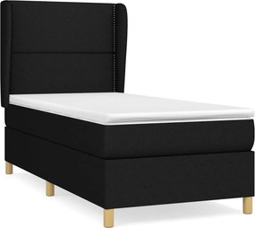 vidaXL fekete szövet rugós ágy matraccal 100 x 200 cm