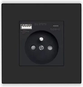 Szimpla Usb Aljzat A-c Kontakt 16A Műanyag 3.1A Quick Charge