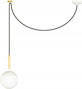 Faro Mine Glass függeszték fehér, fa, opálüveg, E27, 4m kábel