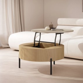 Mazzoni FRIDA Bézs (Pezsgőszínű) / Oasis Tölgy – MODERN DOHÁNYZÓASZTAL FELHAJTHATÓ LAPPAL ÉS TÁROLÓVAL