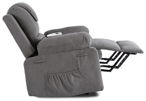 Elektromosan Vezérelhető Masszázsfunkciós Relaxfotel Szürke Színben, Felállást Segítő Funkcióval. FENIX