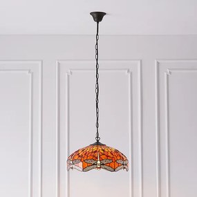 Endon klasszikus tiffany függeszték dragonfly flame sötétbarna sokszínű end64081