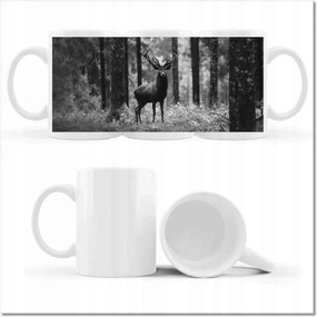 Szarvas az erdőben fényképes bögre B&w