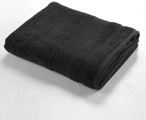 Fekete frottír pamut fürdőlepedő 90x150 cm Tendresse – douceur d'intérieur