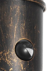 Kültéri fali lámpa antik arany IP54 mozgásérzékelővel - Kiki