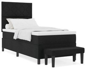 Boxspring ágy matraccal és padra Fekete 100x200 cm Szövet