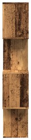 4 szintes antik fa színű fa elválasztó könyvespolc 70x24x129 cm