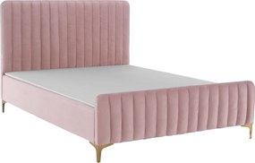 Ágy, rózsaszín/ gold arany króm, 140x200, KAISA