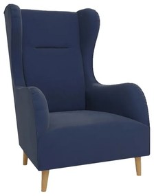 Sötétkék bársony füles fotel Carole – Ropez