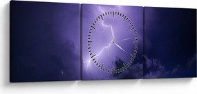 Kép - lila égbolt és villám (órával) (90x30 cm)