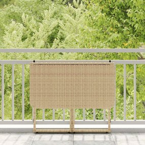 bézs polyrattan összecsukható kerti asztal 90x51x75 cm
