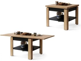 Bővíthető konferencia/étkezőasztal LIA tölgy craft/fekete polccal