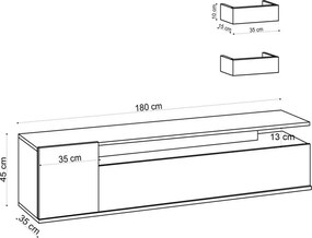 Alika Oak TV-állvány polcokkal