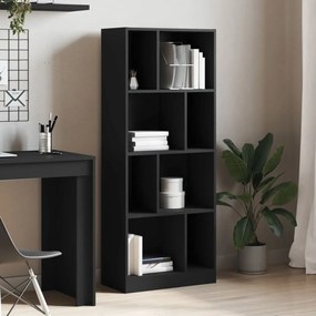fekete szerelt fa könyvszekrény 57 x 28,5 x 141 cm