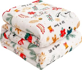 Karácsonyi mikroszálas takaró 200x220 White Christmas fehér