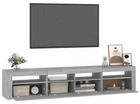 szürke sonoma színű TV-szekrény LED-lámpákkal 210x35x40 cm