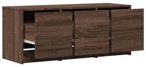 barna tölgy színű szerelt fa TV-szekrény LED-del 97x34x40 cm