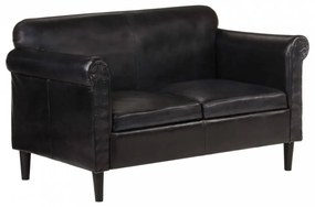 Fekete kétszemélyes valódi bőr kanapé