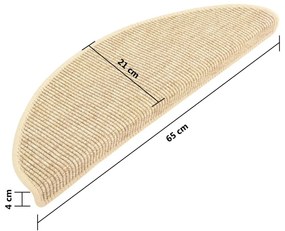 15 db szizál hatású bézs öntapadó lépcsőszőnyeg 65x21x4 cm