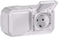 Új Plexo Schuko aljzat 2x2P+Z vízszintes, falra szerelhető Fehér Legrand 069772L
