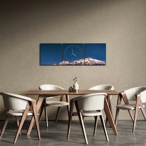A hegyek és az éjszakai égbolt képe (órával) (90x30 cm)