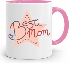 Rózsaszín Bögre Ajándék Anyukáknak Best Mom Ever fényképes nyomattal