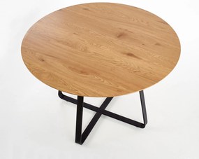 AKCIÓ Fekete étkezőasztal tölgyfa asztallappal NOCTURNE 120x120 II. osztály