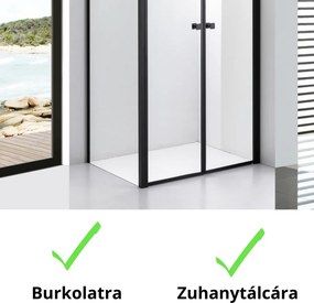 Stuxi Roma Black 80x80 cm szögletes kétszárnyú nyílóajtós zuhanykabin, 6 mm vízlepergető üveggel, matt fekete elemekkel