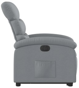 elektromos felállást segítő világosszürke szövet dönthető fotel