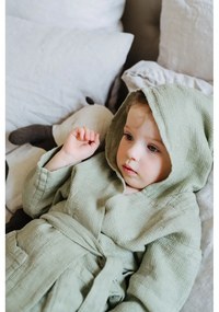 Nature zöld len gyerek fürdőköpeny, méret: 122 - 128 - Linen Tales