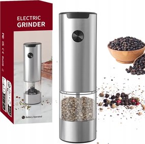 Elektromos só-, bors- és fűszermalom, ezüst színű