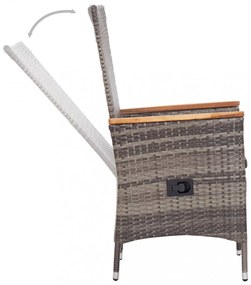 2 db szürke polyrattan kültéri szék párnával