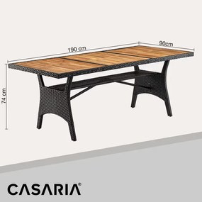 Deuba Takeo rattan asztal 190x90x74 cm - fekete/agát