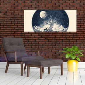 Kép – Mágikus fa szarvassal I. (120x50 cm)