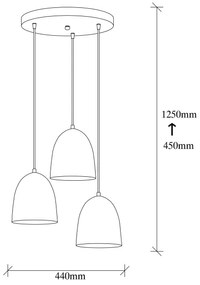 Kábeles csillár TATTOO 3xE27/40W/230V fekete