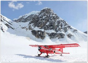 Poszterek 70x50 Piros repülőgép a hegyekben