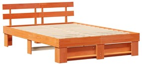 vidaXL Ágykeret fejtámlával Viaszbarna 140 x 200 cm Tömör fenyőfa