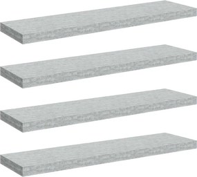 vidaXL 4 db betonszürke MDF lebegő fali polc 90 x 23,5 x 3,8 cm