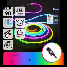 Aigostar - LED RGBICW Kültéri fényfüzér 90xLED/10W/230V 3m IP44 + távirányító