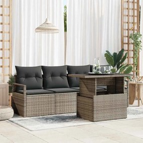 Kerti Kanapé Szett tárolóval 5 pcs Szürke Poli rattan