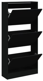 fekete szerelt fa cipőszekrény 60 x 21 x 125,5 cm